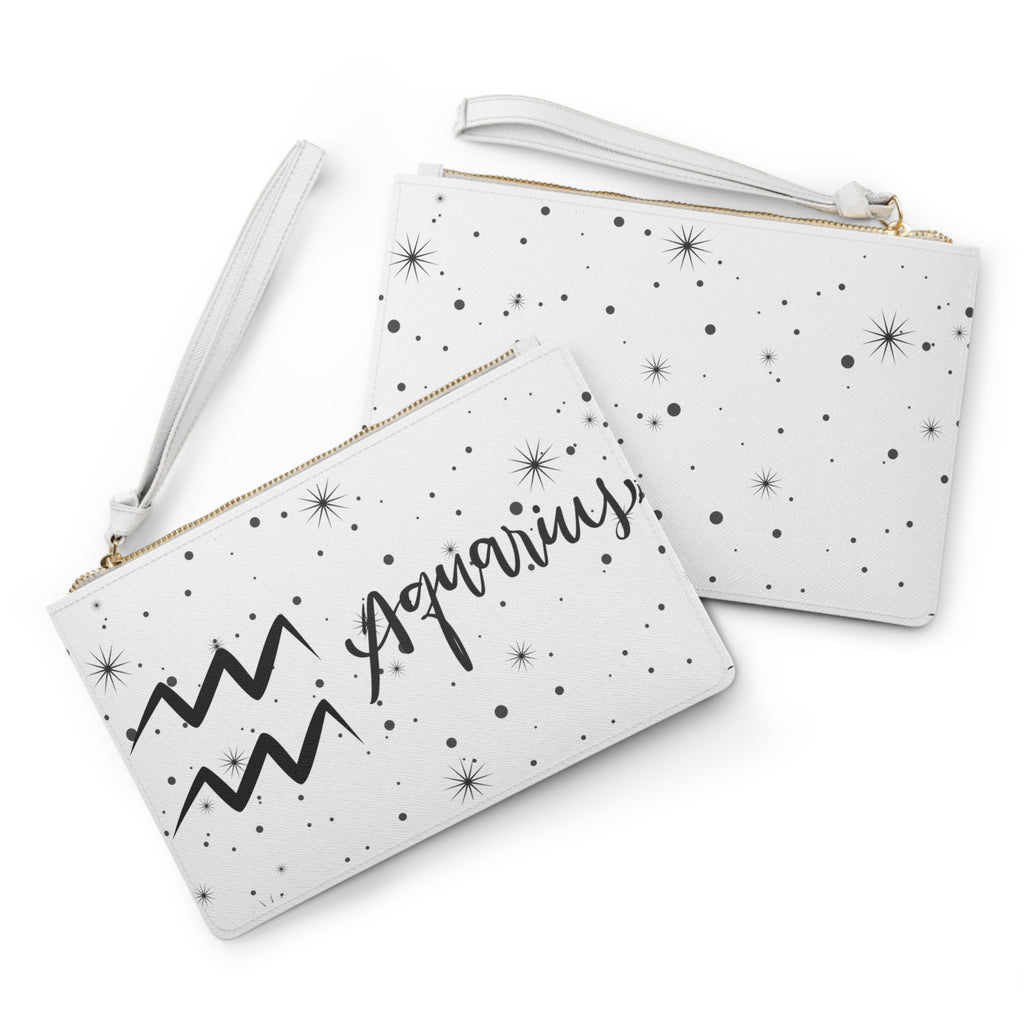 Aquarius Clutch Bag — Zodiac Wristlet with Starry Constellation Design