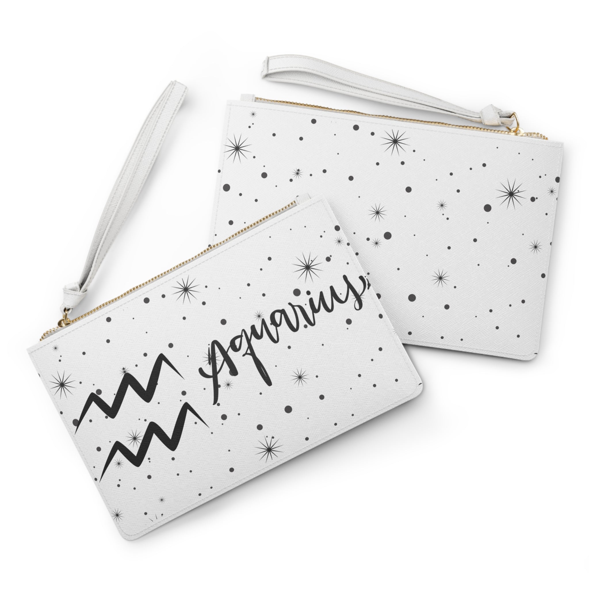 Aquarius Clutch Bag — Zodiac Wristlet with Starry Constellation Design