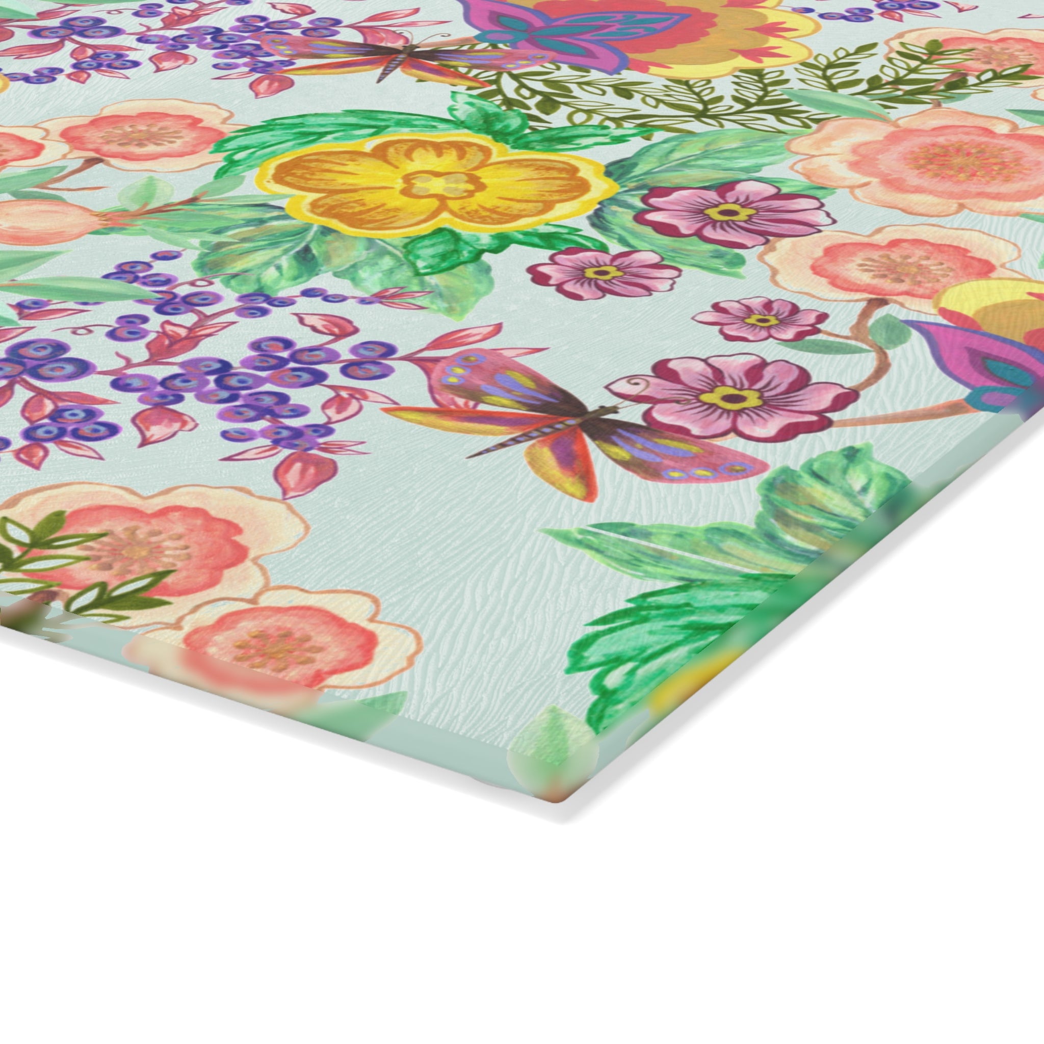Glass Cutting Board — Colorful Floral Pattern Kitchen Cutting Board
