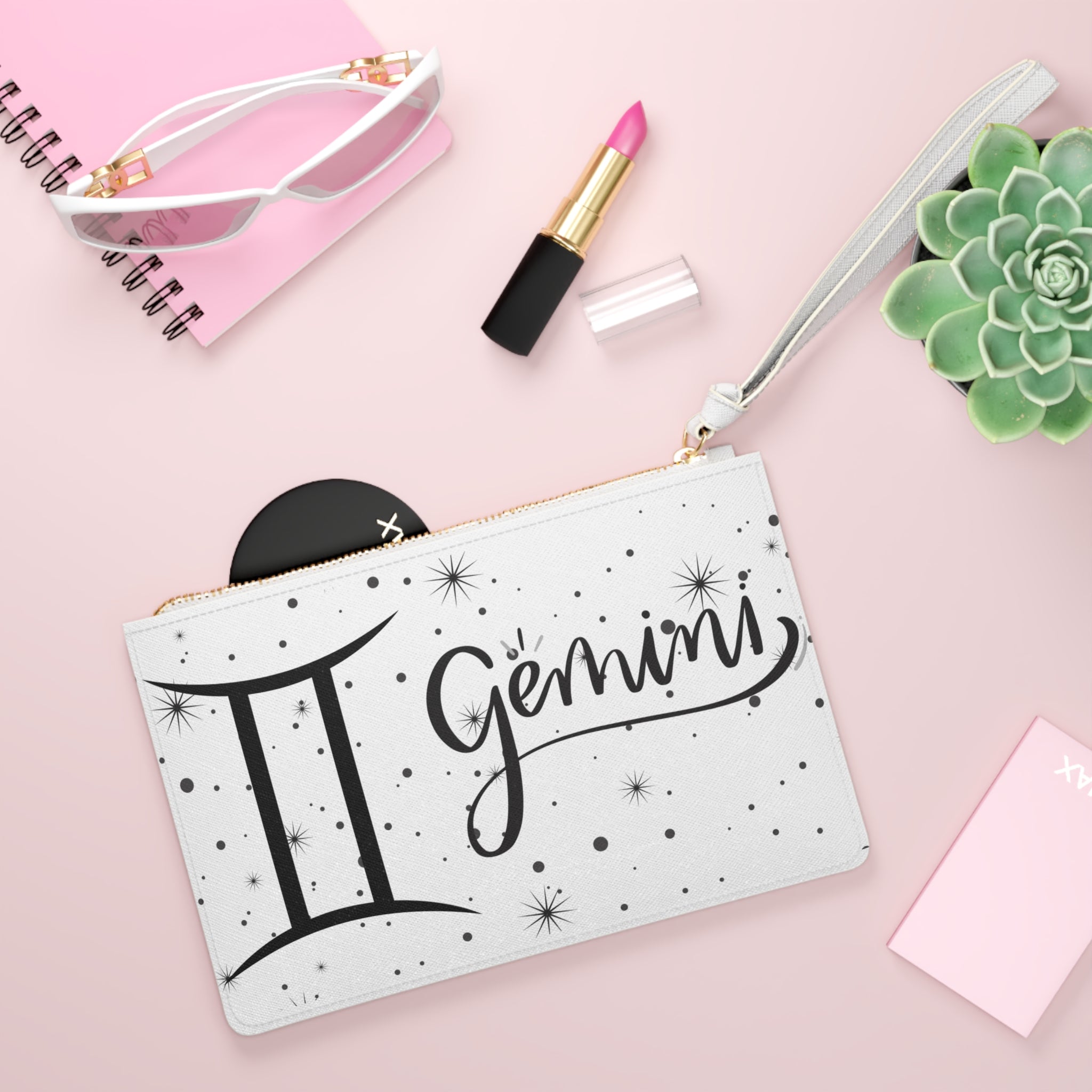 Gemini Zodiac Clutch Bag — Astrological Wristlet with Starry Design