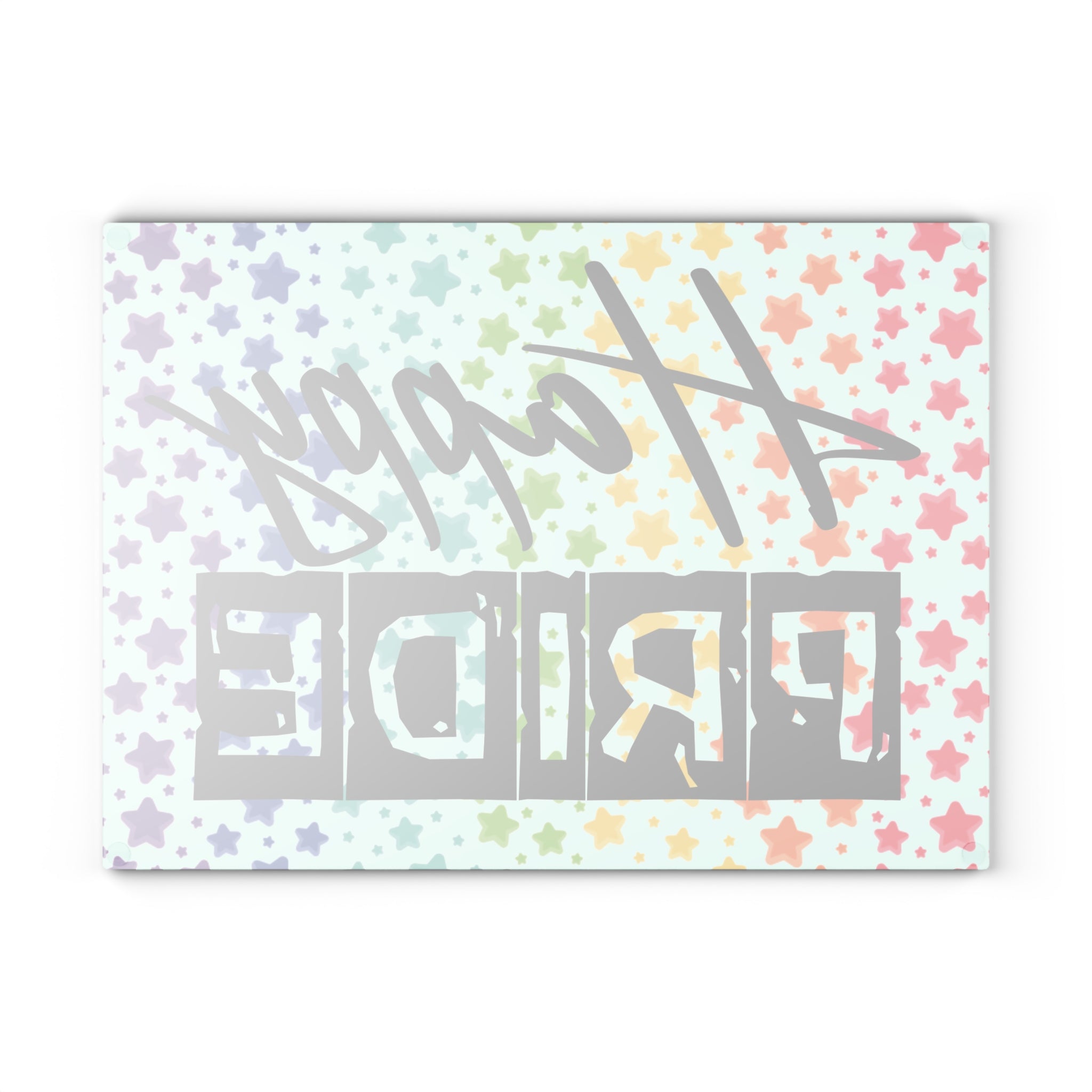 Happy Pride Glass Cutting Board — Rainbow Star LGBTQ+ Kitchen Decor