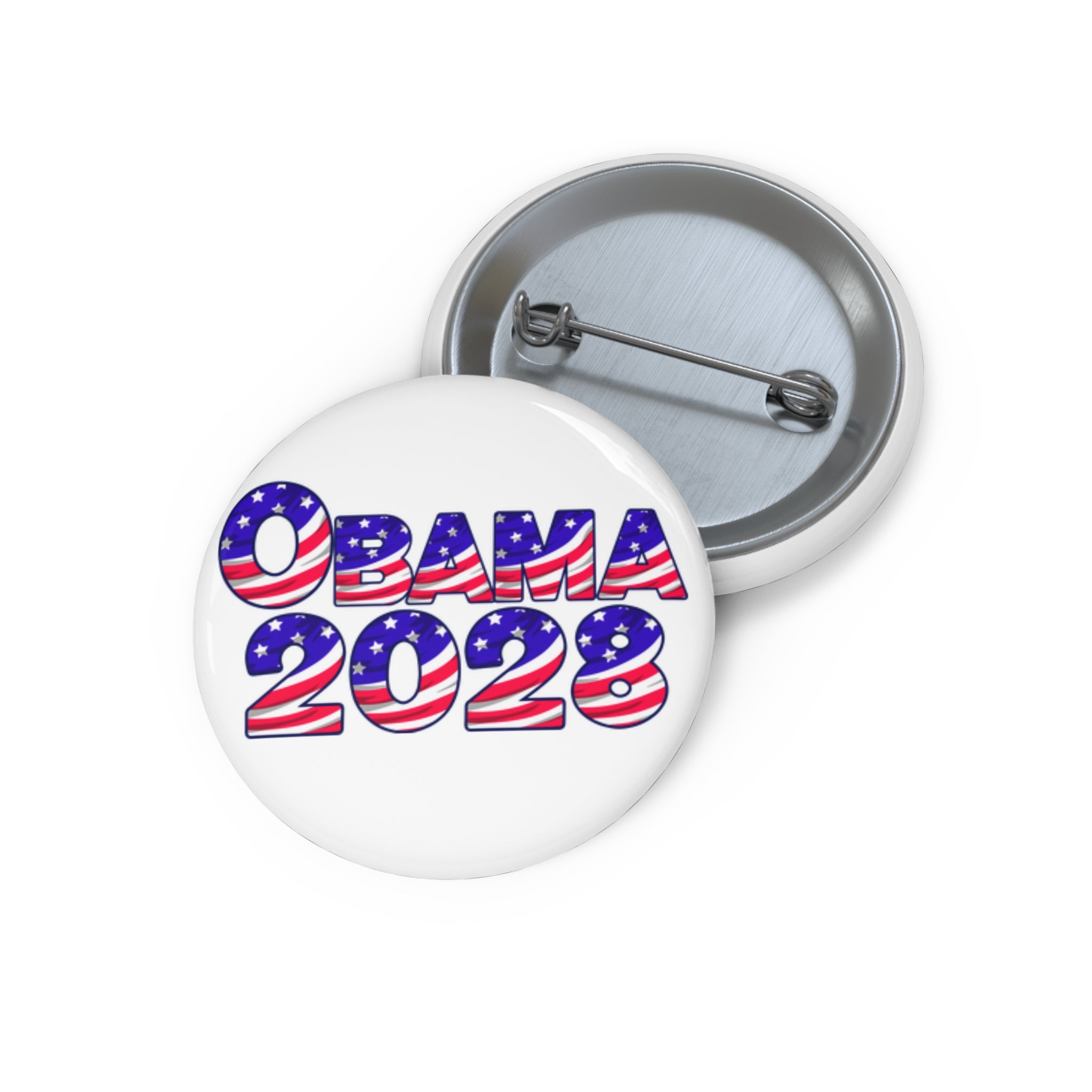 Political Campaign Pin Button — "OBAMA 2028" Patriotic Round Badge
