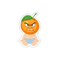 Angry Baby Orange Die-Cut Sticker — Cute Grumpy Fruit Vinyl Sticker