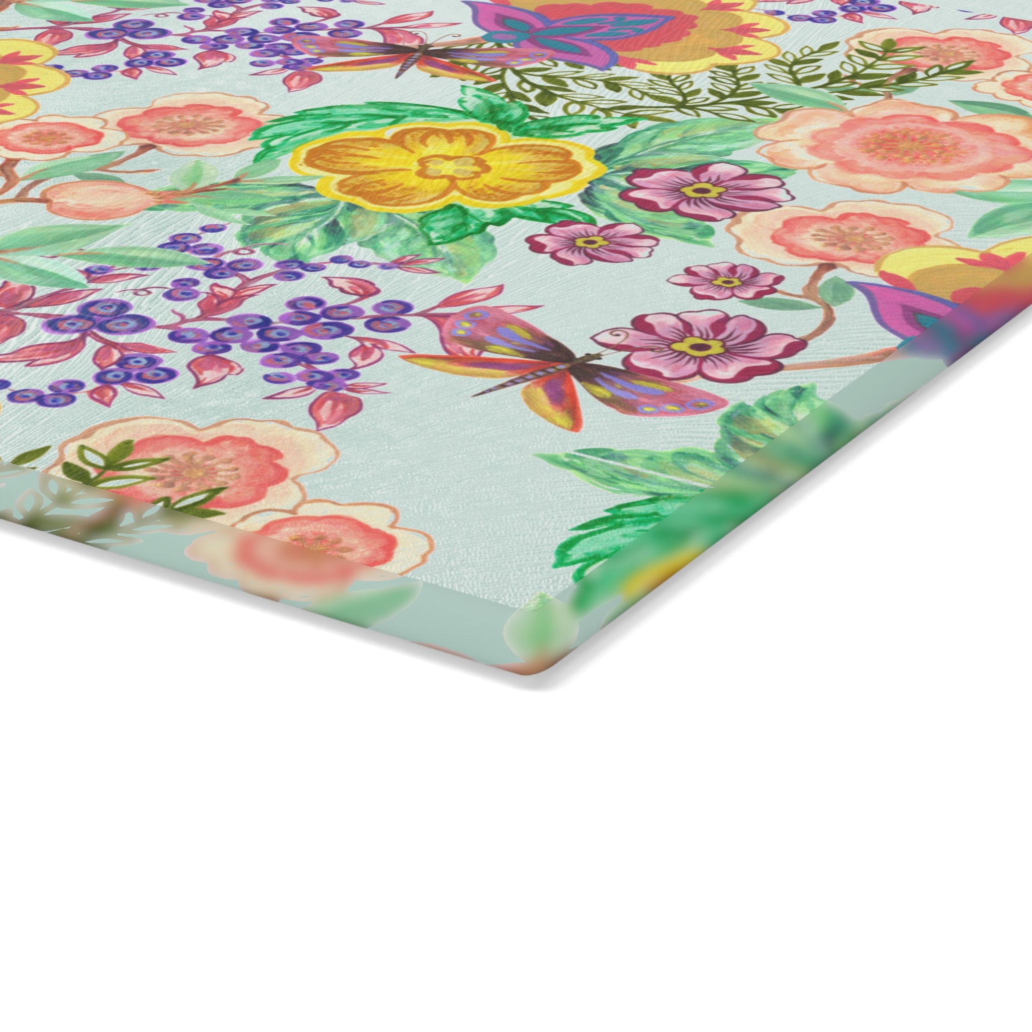 Glass Cutting Board — Colorful Floral Pattern Kitchen Cutting Board