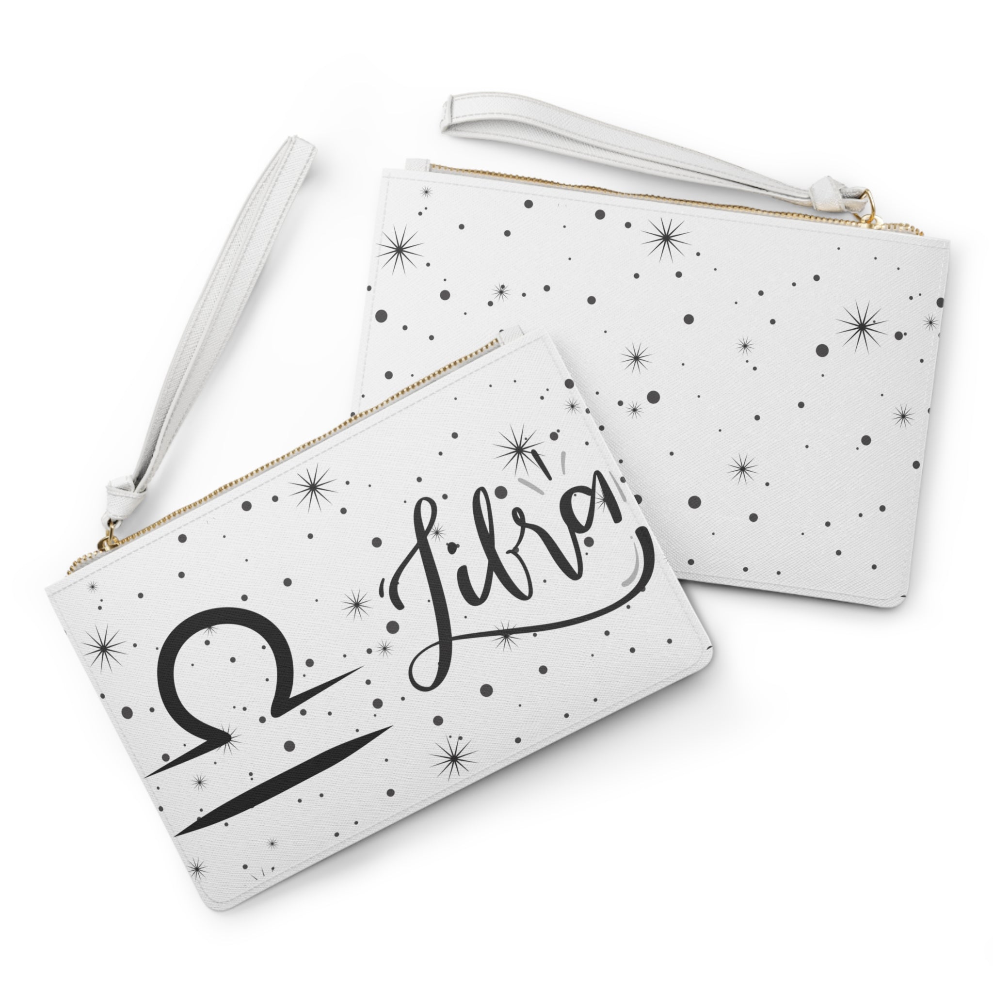 Libra Zodiac Clutch Bag — Astrology Wristlet with Libra Symbol & Script