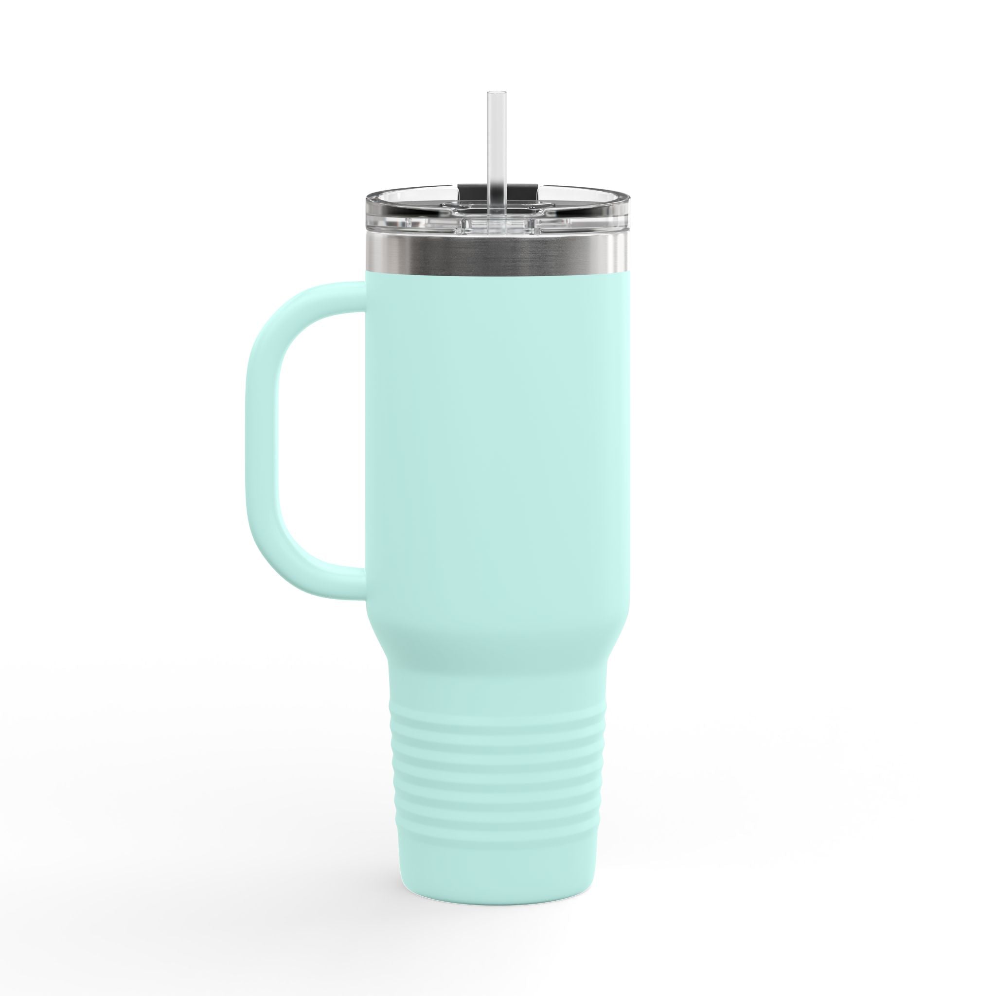 40oz Insulated Travel Mug – "XOXO – Coffee" White Stainless Tumbler with Straw & Handle