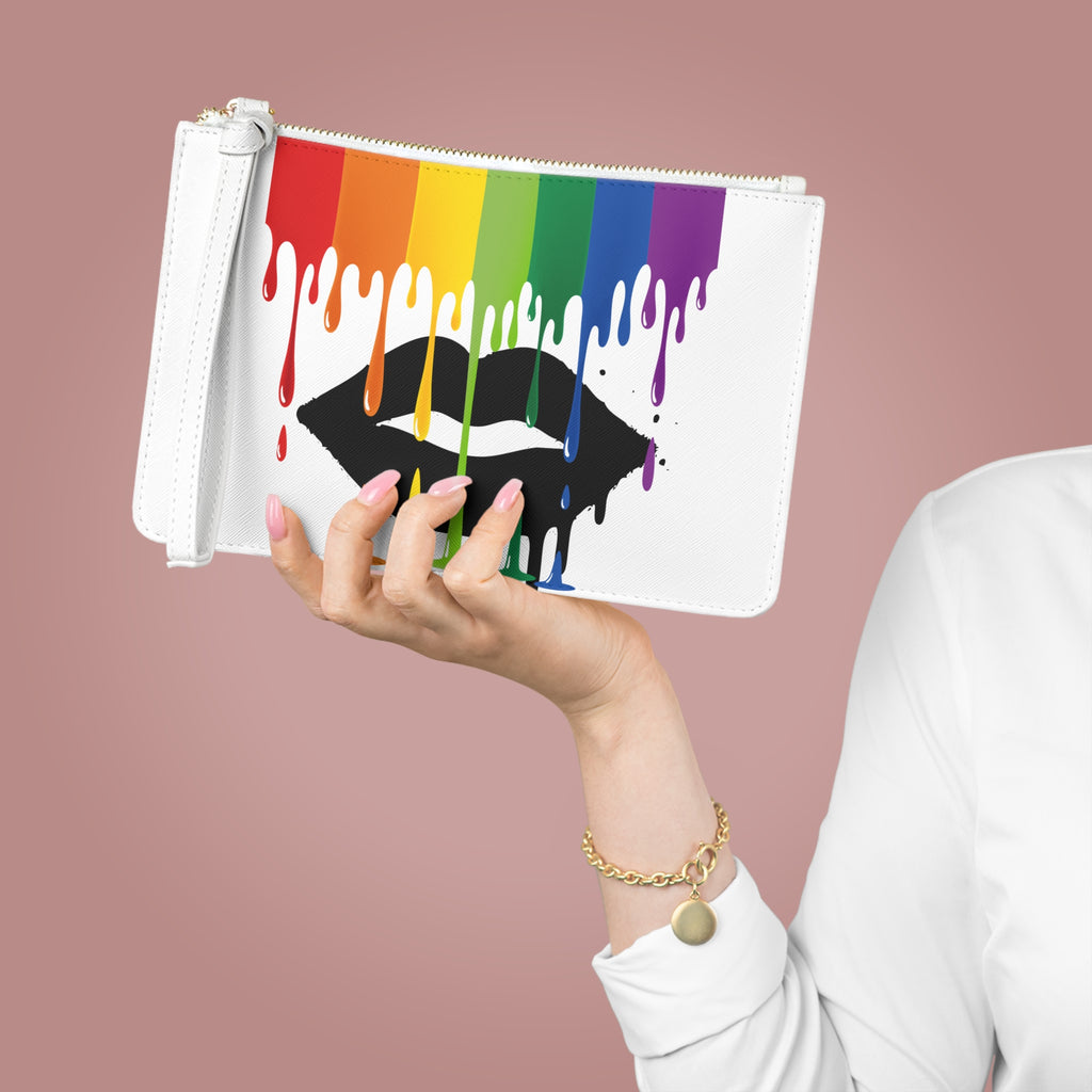 Rainbow Drip Lip Clutch Bag — Pride Makeup Wristlet