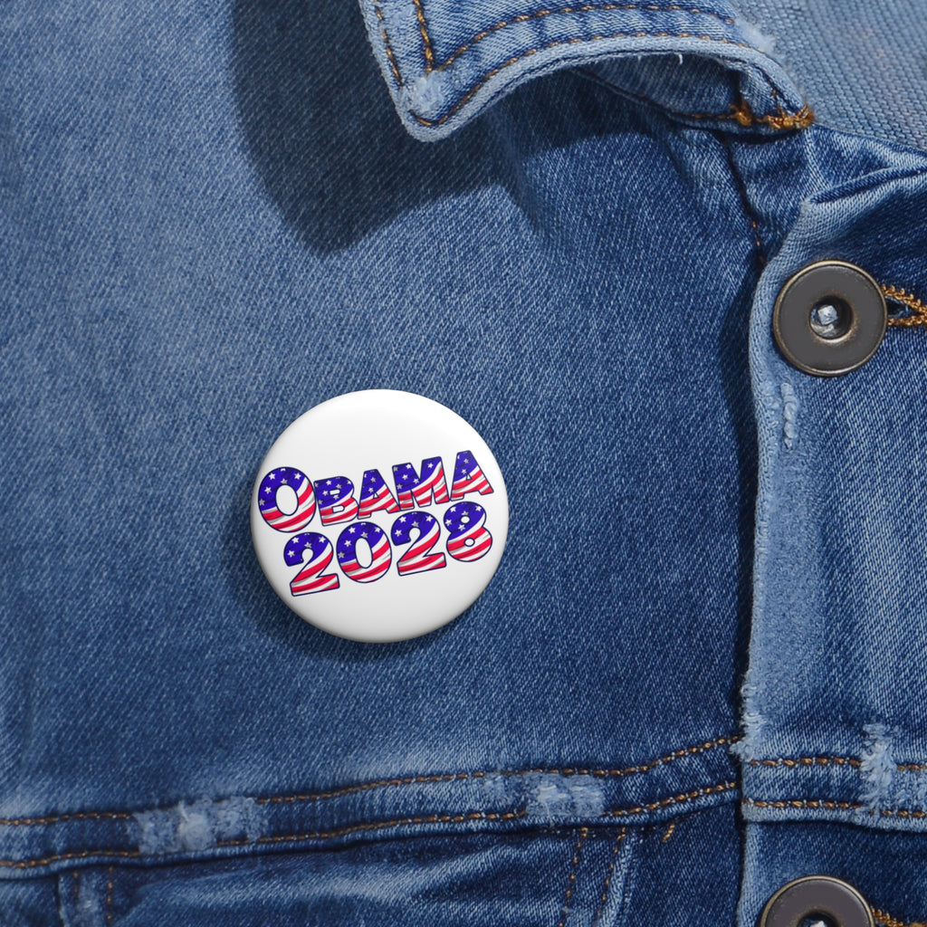 Political Campaign Pin Button — "OBAMA 2028" Patriotic Round Badge