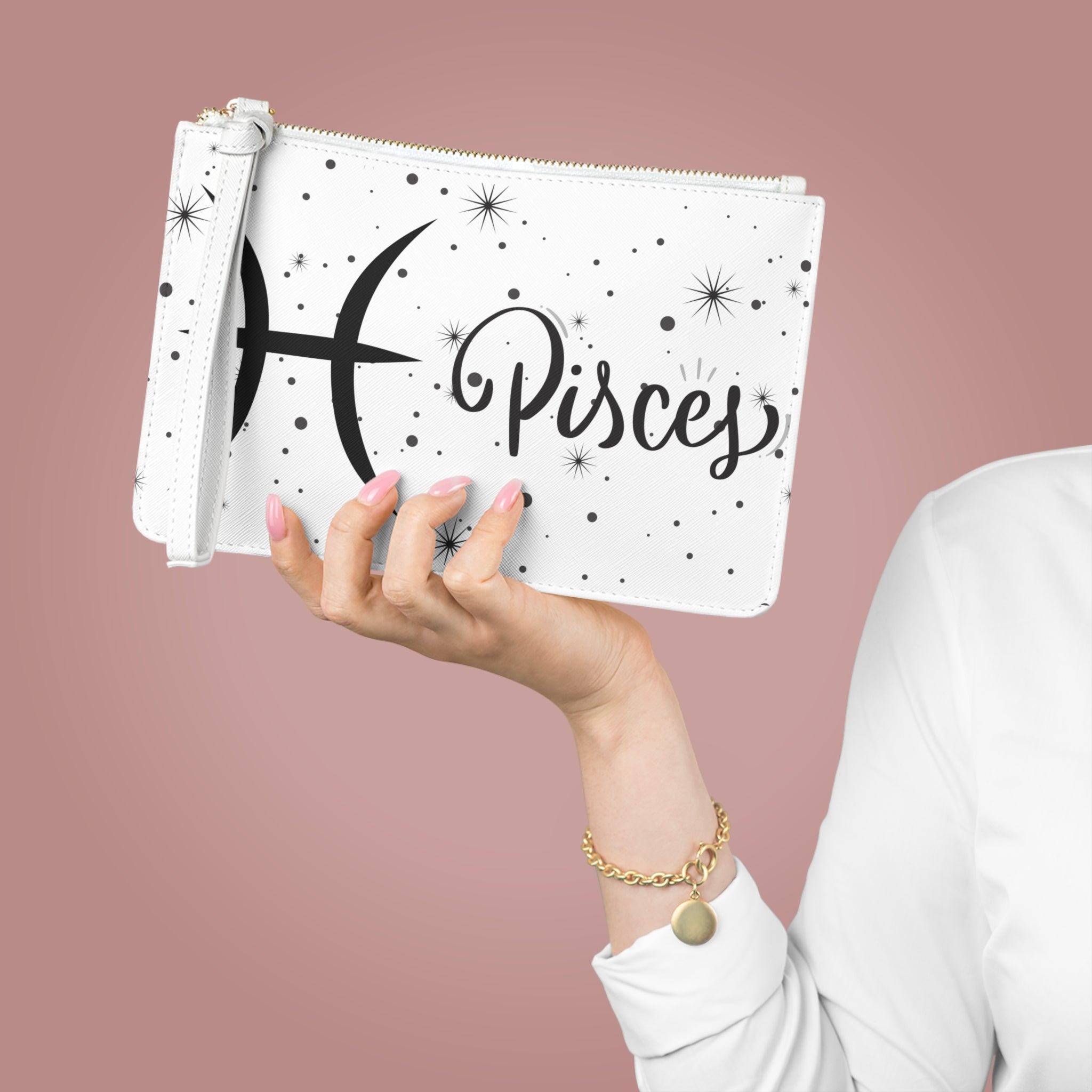 Pisces Clutch Bag — Zodiac Wristlet with Starry Constellation Design