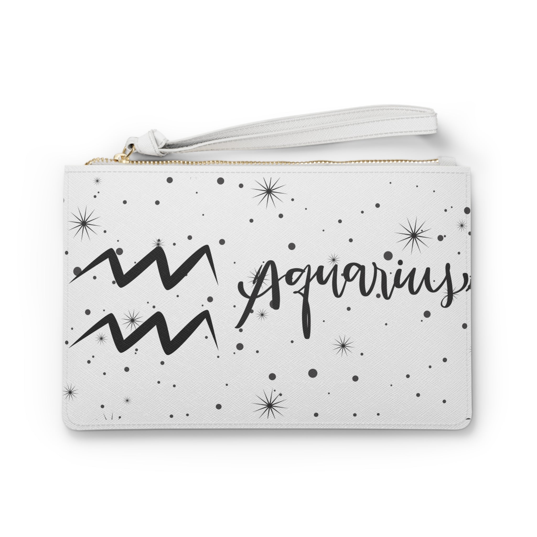 Aquarius Clutch Bag — Zodiac Wristlet with Starry Constellation Design