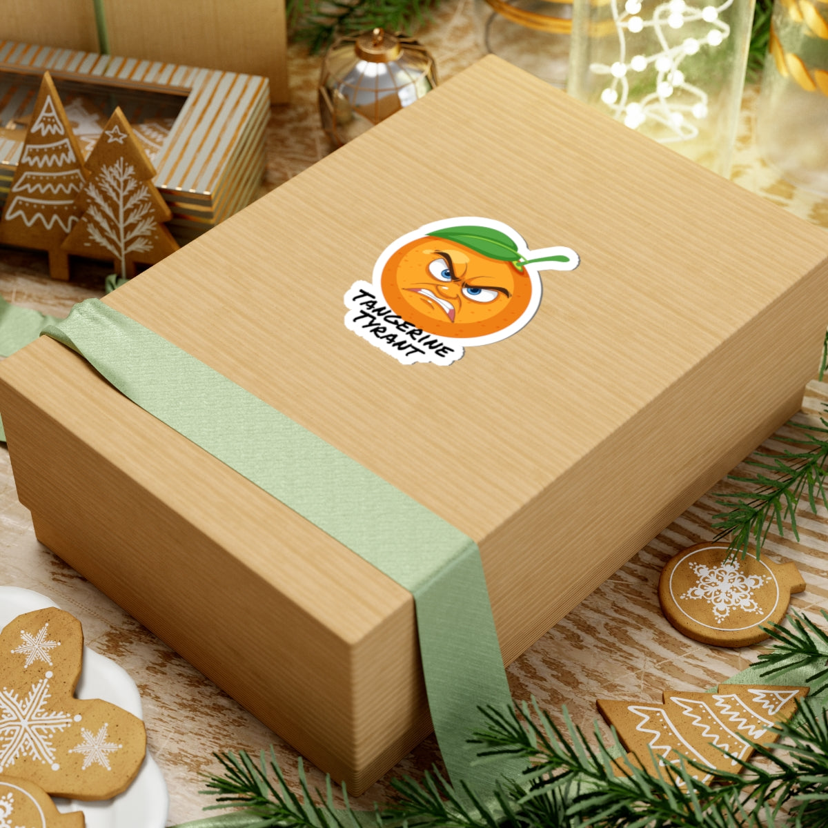 Tangerine Tyrant Kiss-Cut Sticker — Angry Orange Character Decal