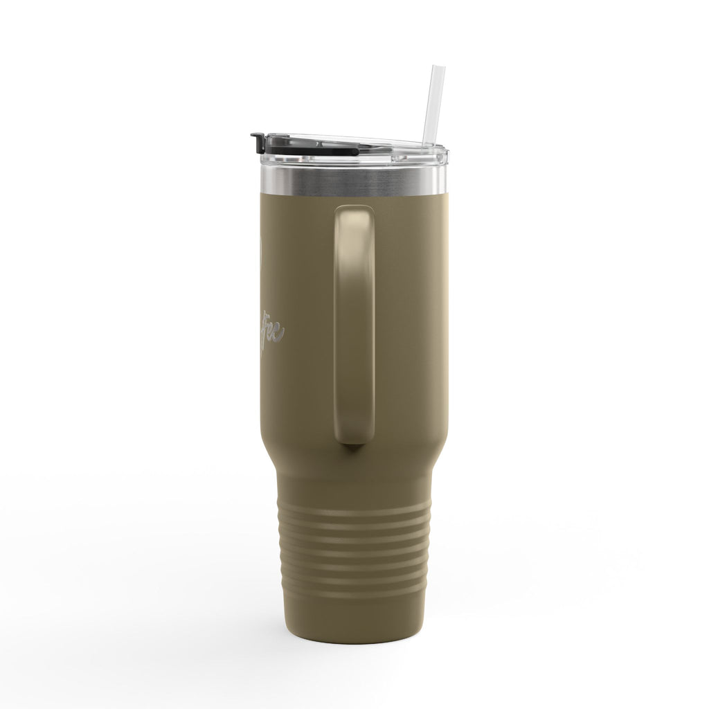 40oz Insulated Travel Mug – "XOXO – Coffee" White Stainless Tumbler with Straw & Handle