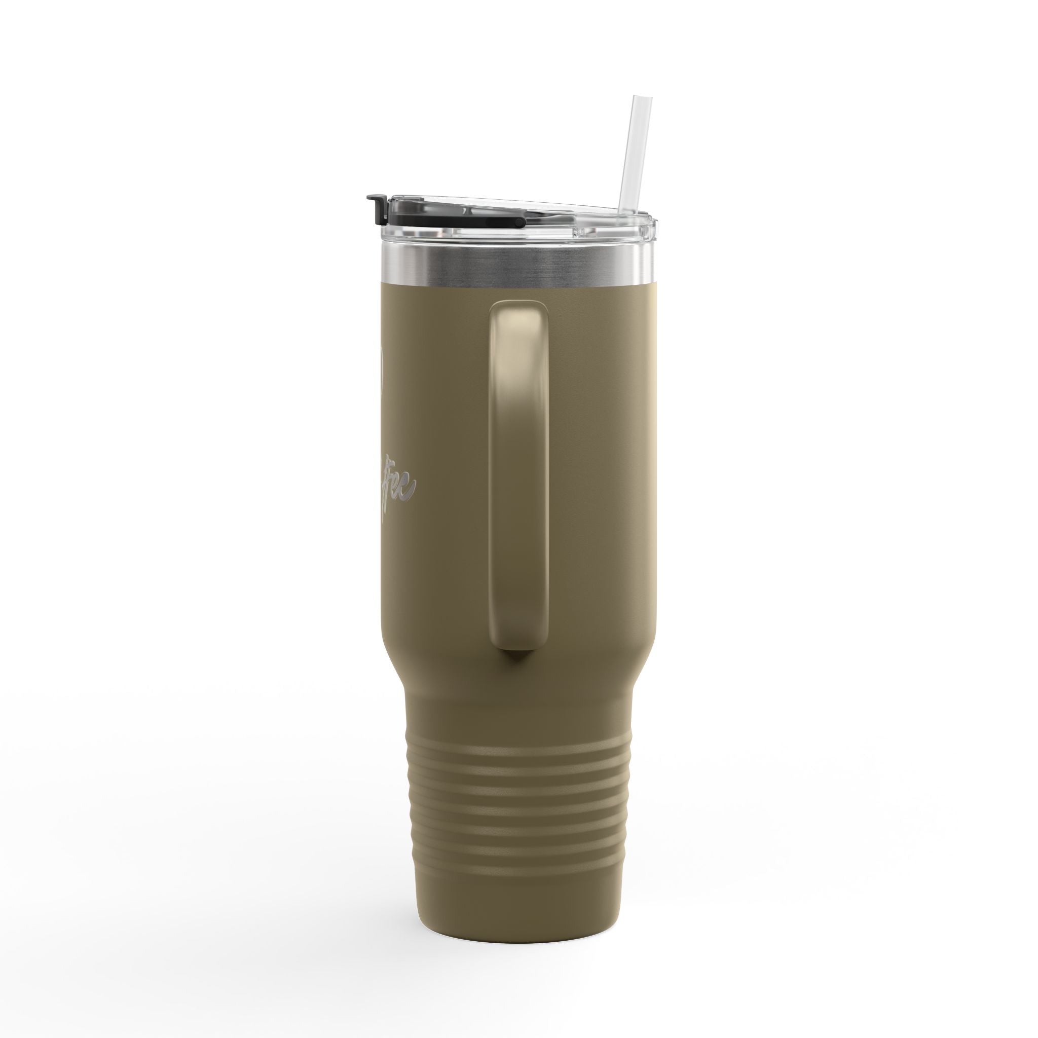 40oz Insulated Travel Mug – "XOXO – Coffee" White Stainless Tumbler with Straw & Handle