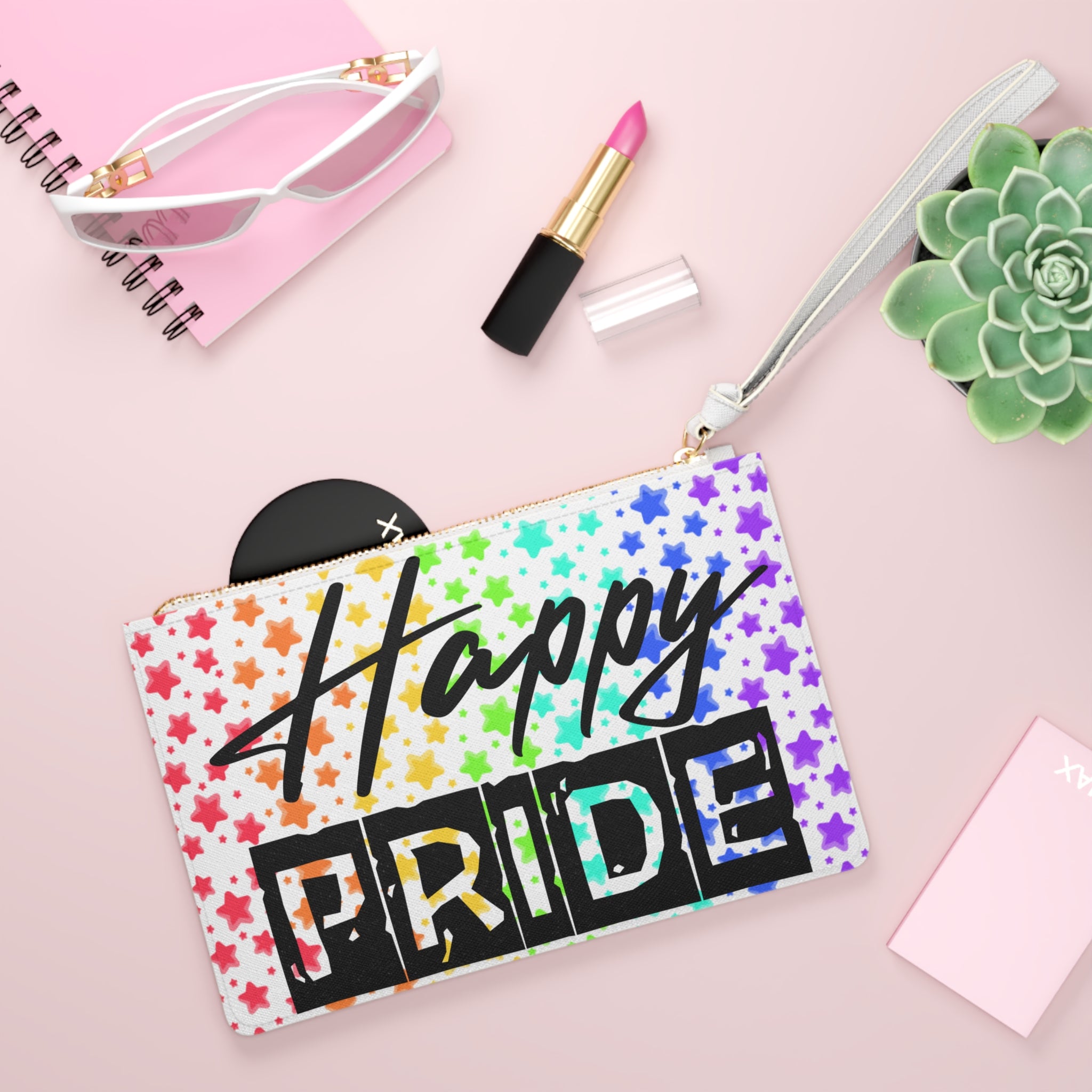 Happy Pride Clutch Bag — Rainbow Star Wristlet for LGBTQ+ Celebrations