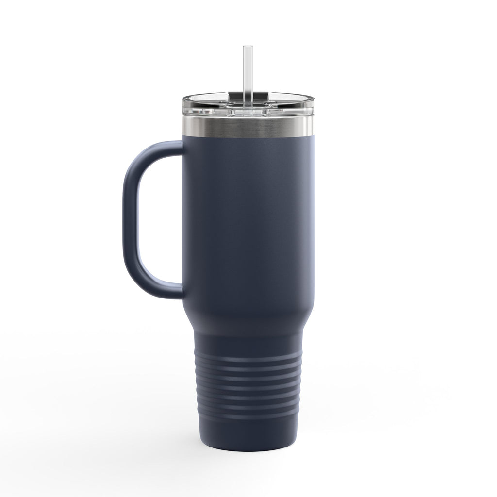 40oz Insulated Travel Mug — Black "XOXO Coffee" Tumbler with Straw & Handle - White Lettering