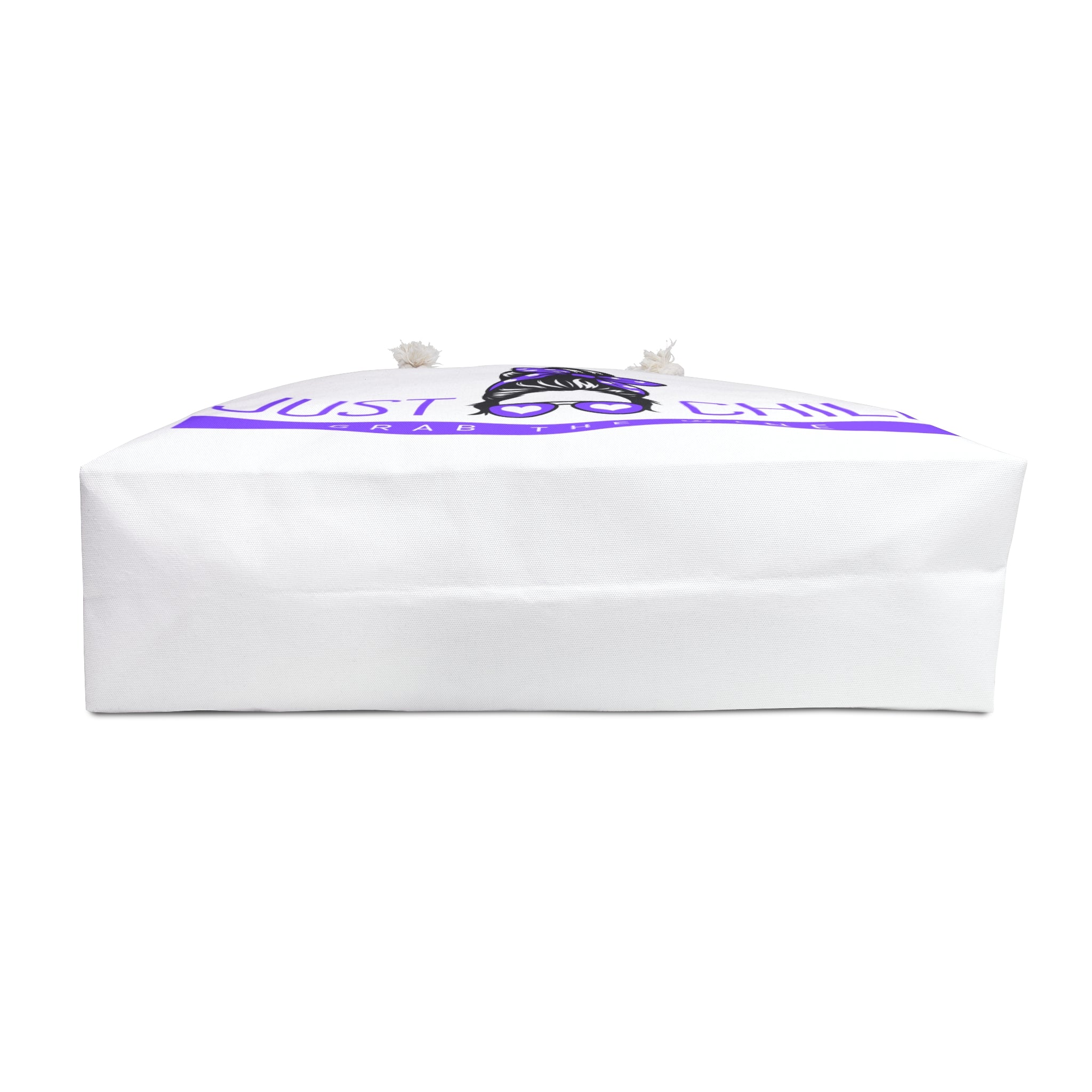 Weekender Bag - "Just Chill, Grab the Wine" Beach Tote | Casual Travel & Pool Bag for Wine Lovers - White