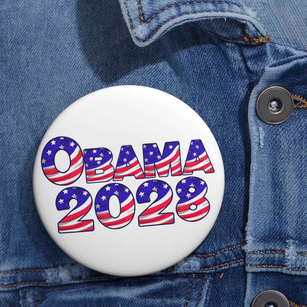 Political Campaign Pin Button — "OBAMA 2028" Patriotic Round Badge