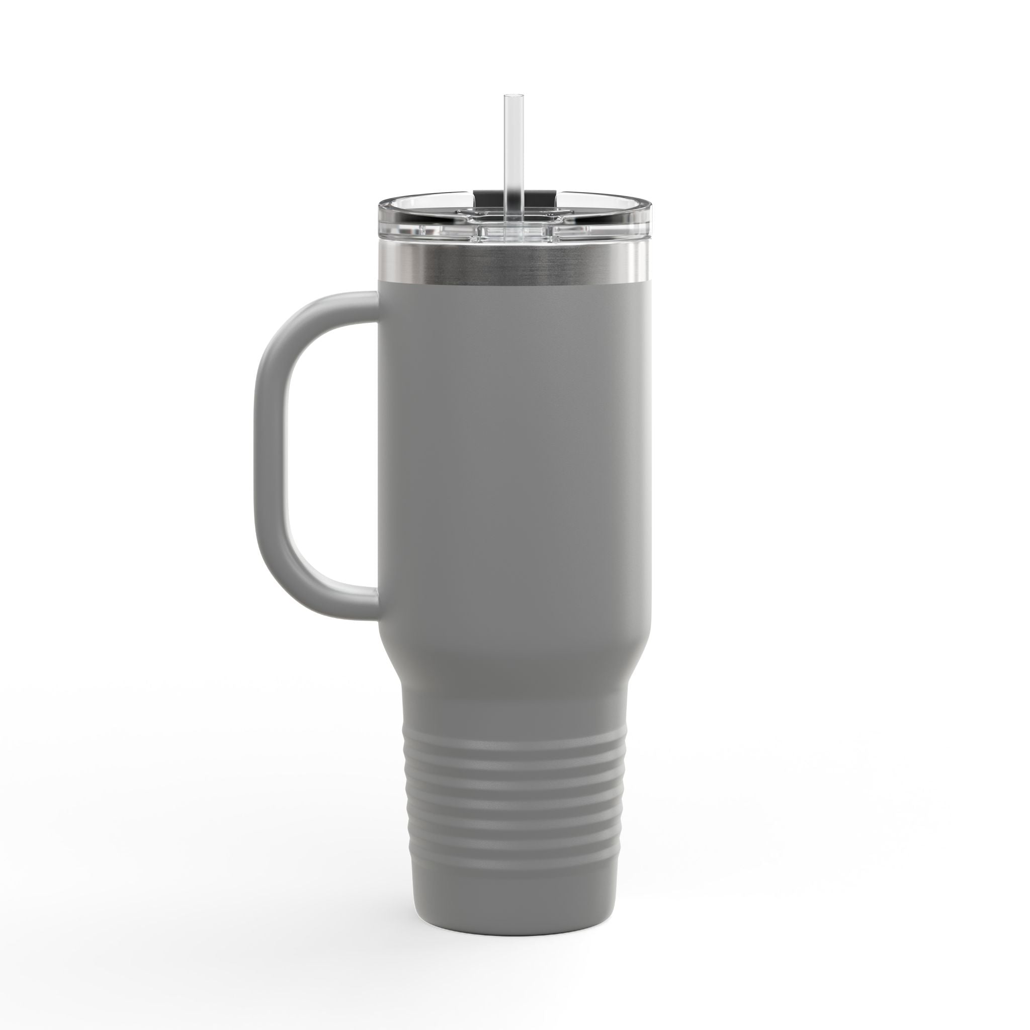 40oz Insulated Travel Mug – "XOXO – Coffee" White Stainless Tumbler with Straw & Handle