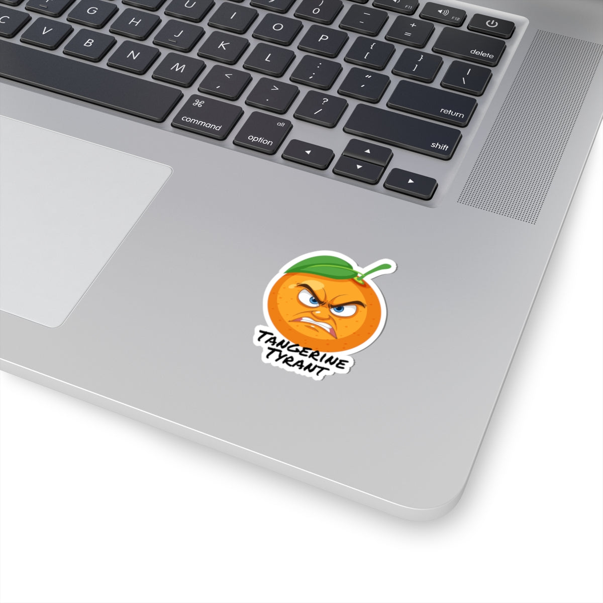 Tangerine Tyrant Kiss-Cut Sticker — Angry Orange Character Decal