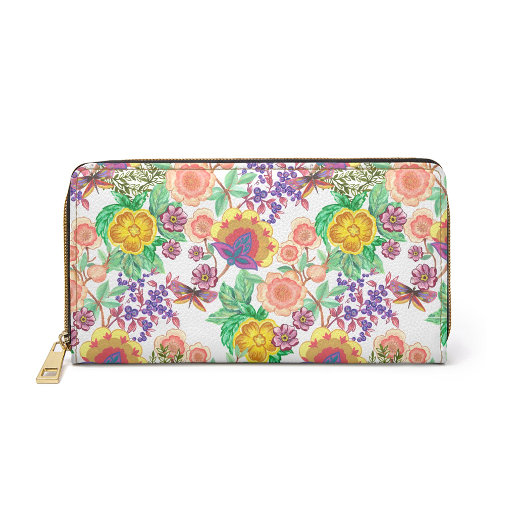 Floral Garden Zipper Wallet — Colorful Watercolor Bouquet Wallet