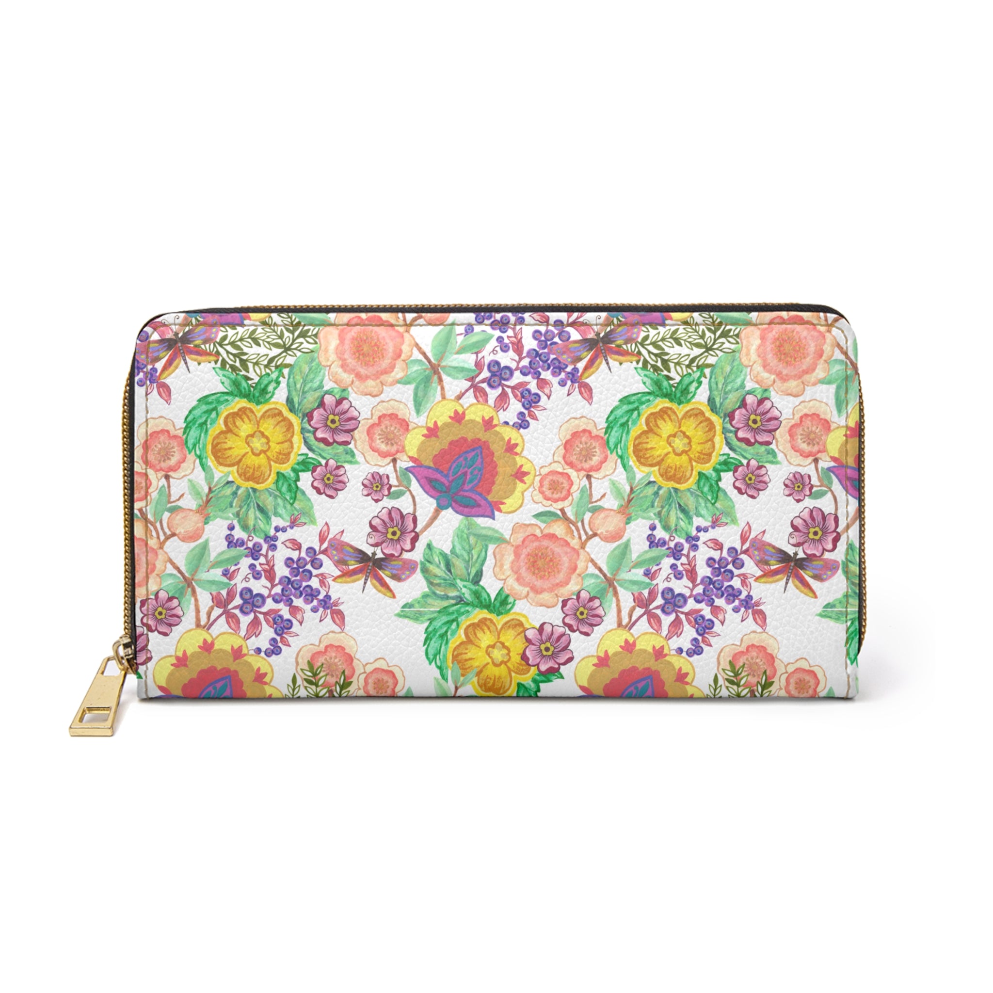 Floral Garden Zipper Wallet — Colorful Watercolor Bouquet Wallet