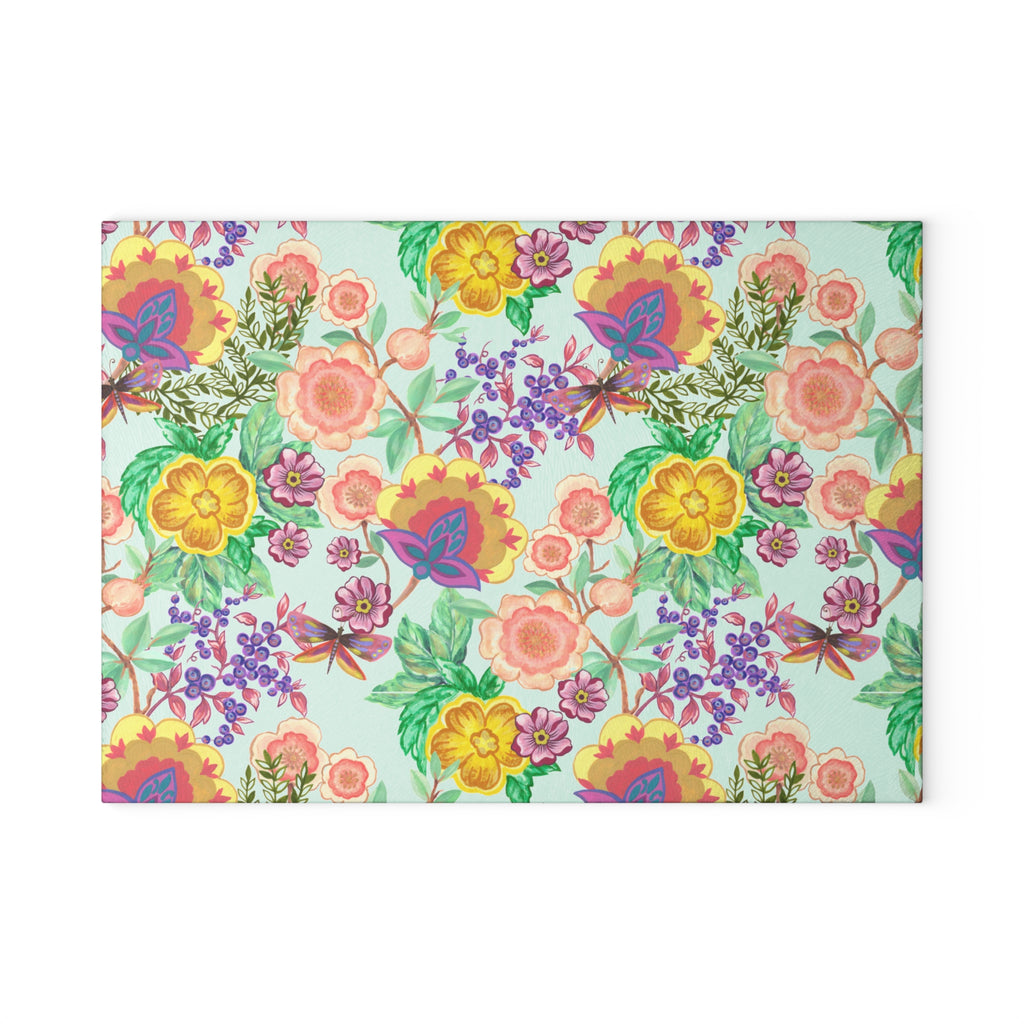Glass Cutting Board — Colorful Floral Pattern Kitchen Cutting Board