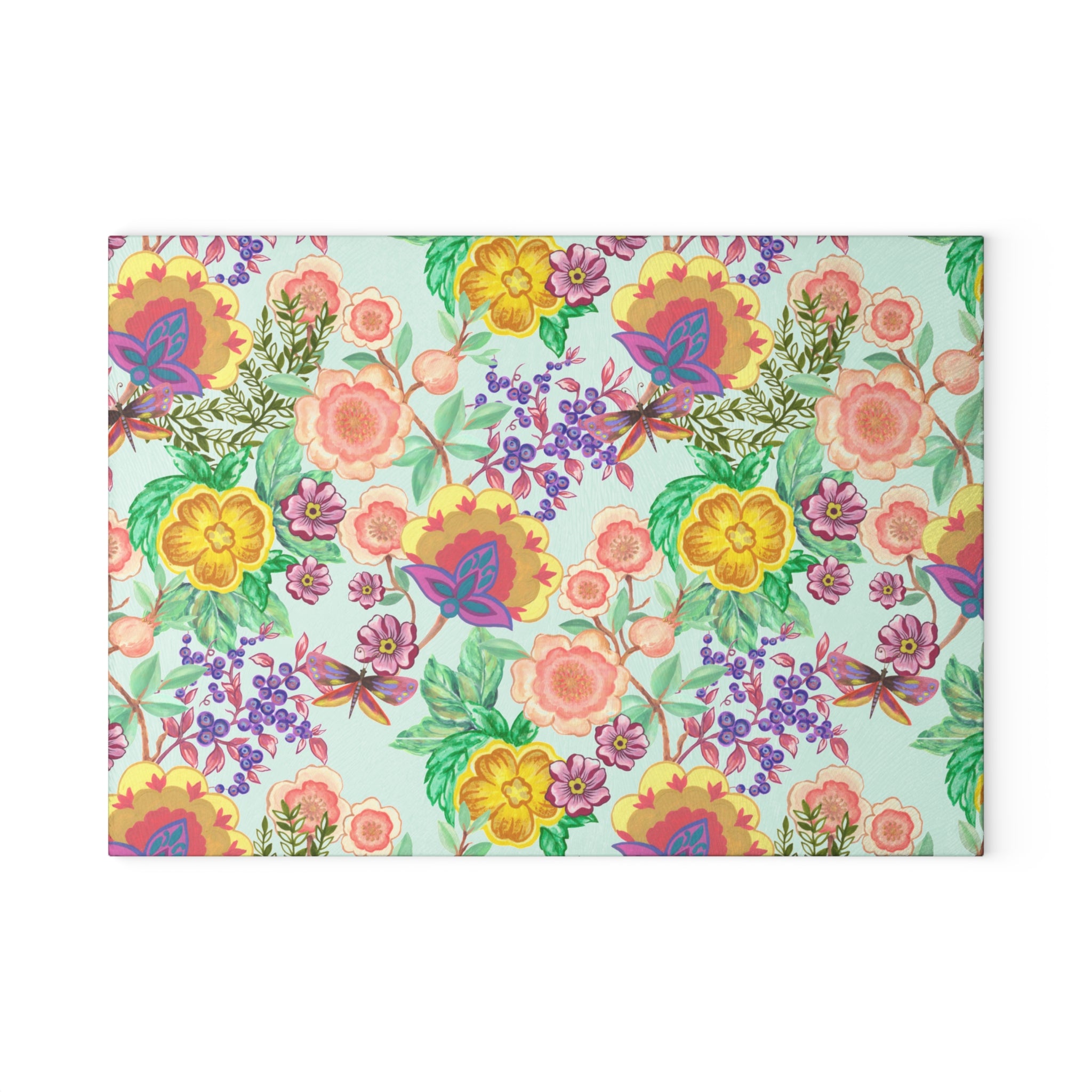 Glass Cutting Board — Colorful Floral Pattern Kitchen Cutting Board