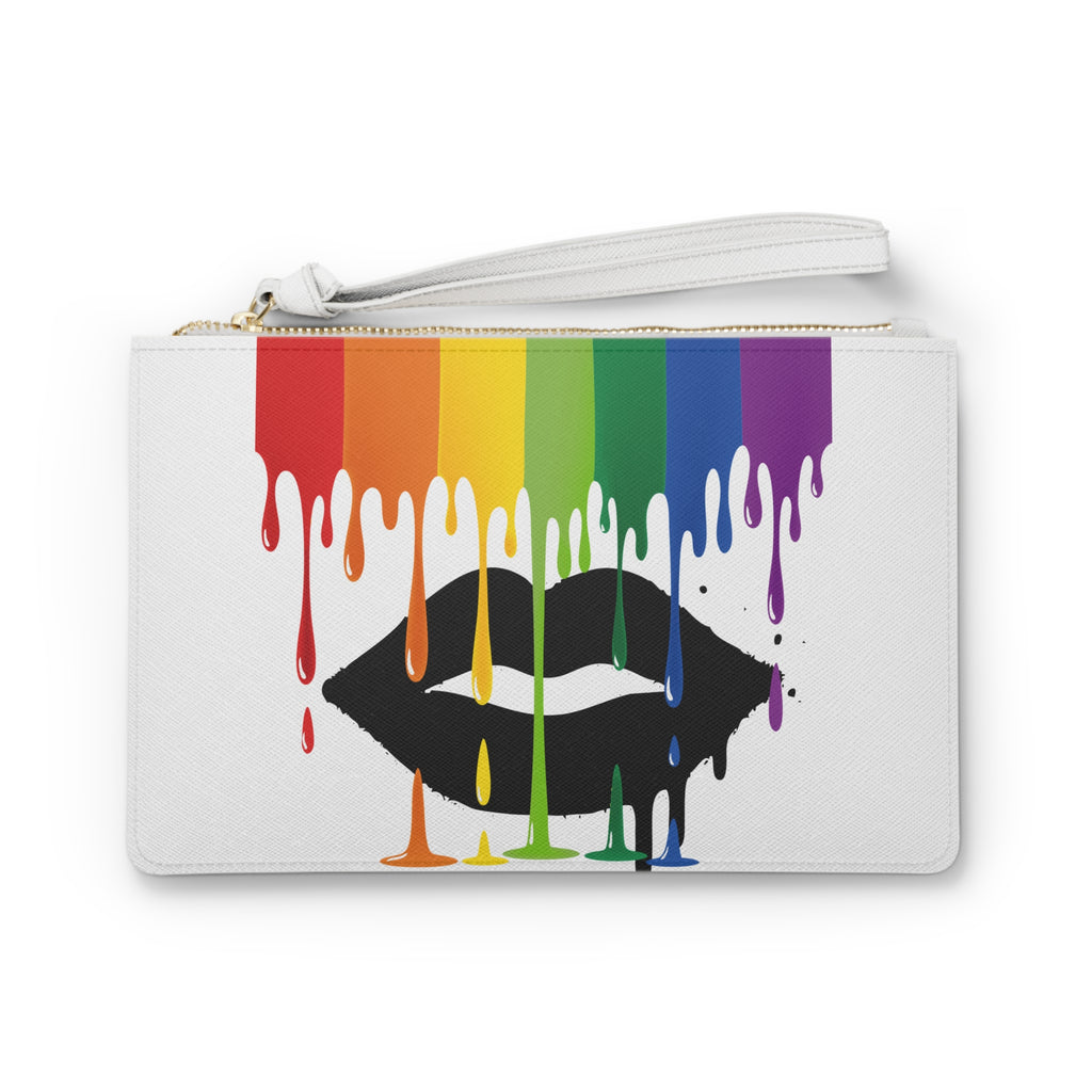 Rainbow Drip Lip Clutch Bag — Pride Makeup Wristlet