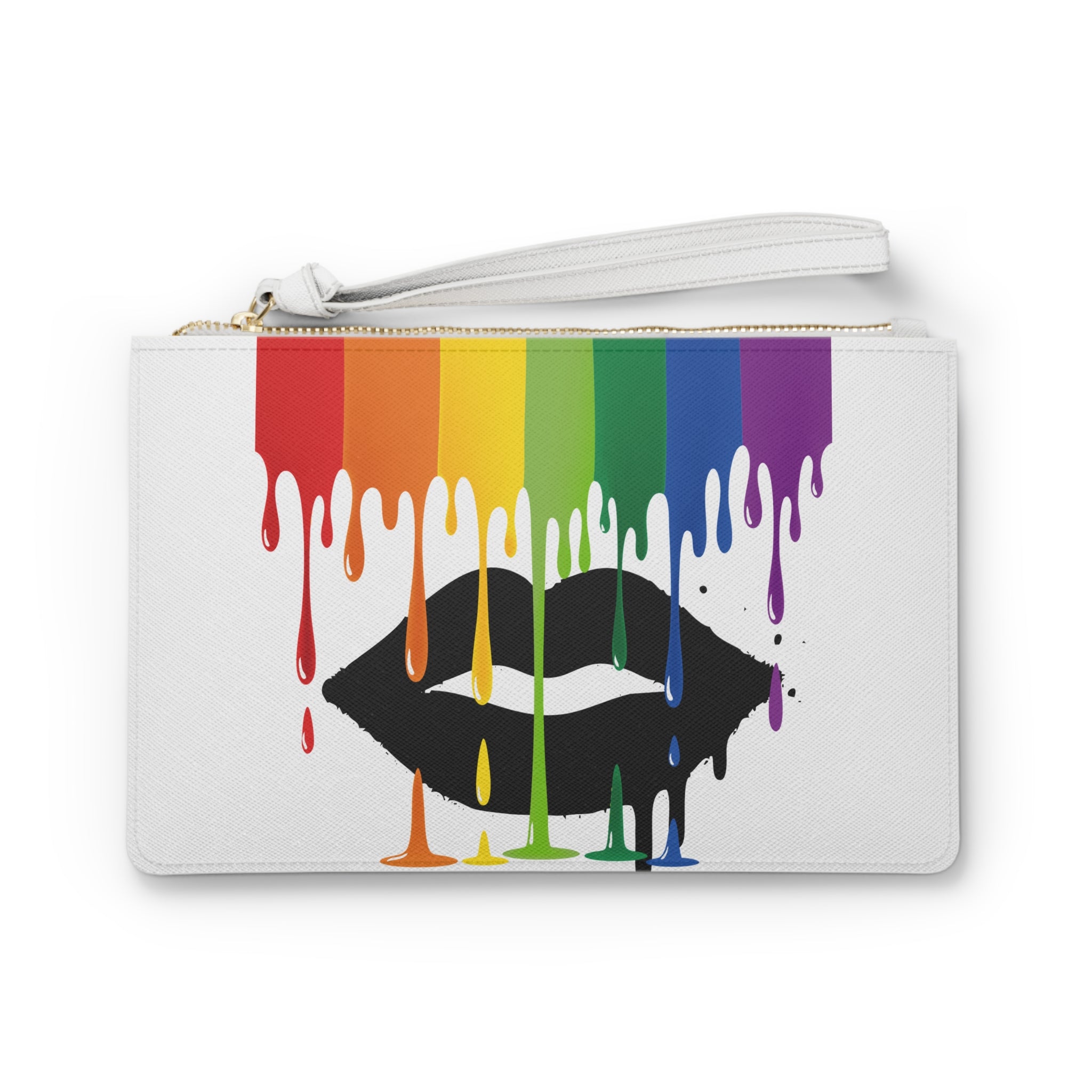 Rainbow Drip Lip Clutch Bag — Pride Makeup Wristlet