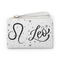 Leo Zodiac Clutch Bag — Astrological Wristlet with Leo Script & Starry Design