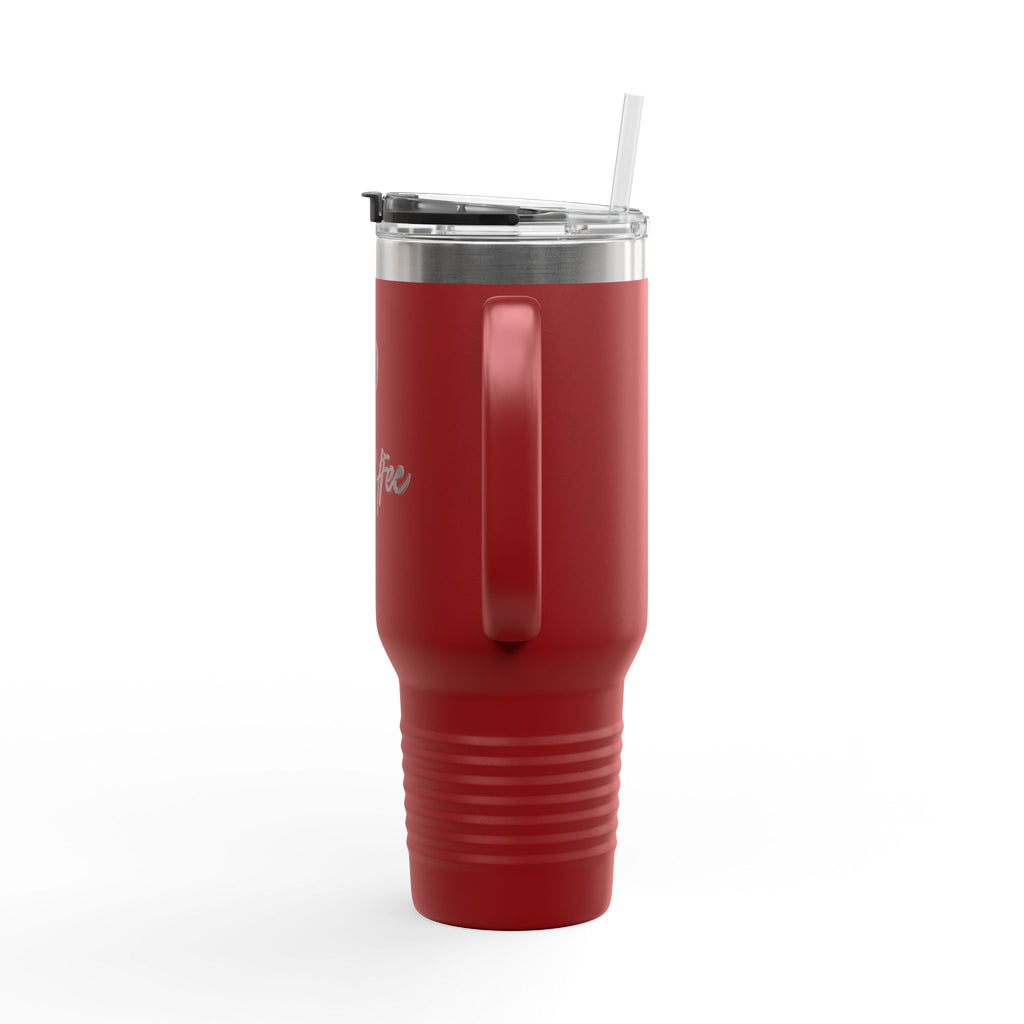 40oz Insulated Travel Mug – "XOXO – Coffee" White Stainless Tumbler with Straw & Handle