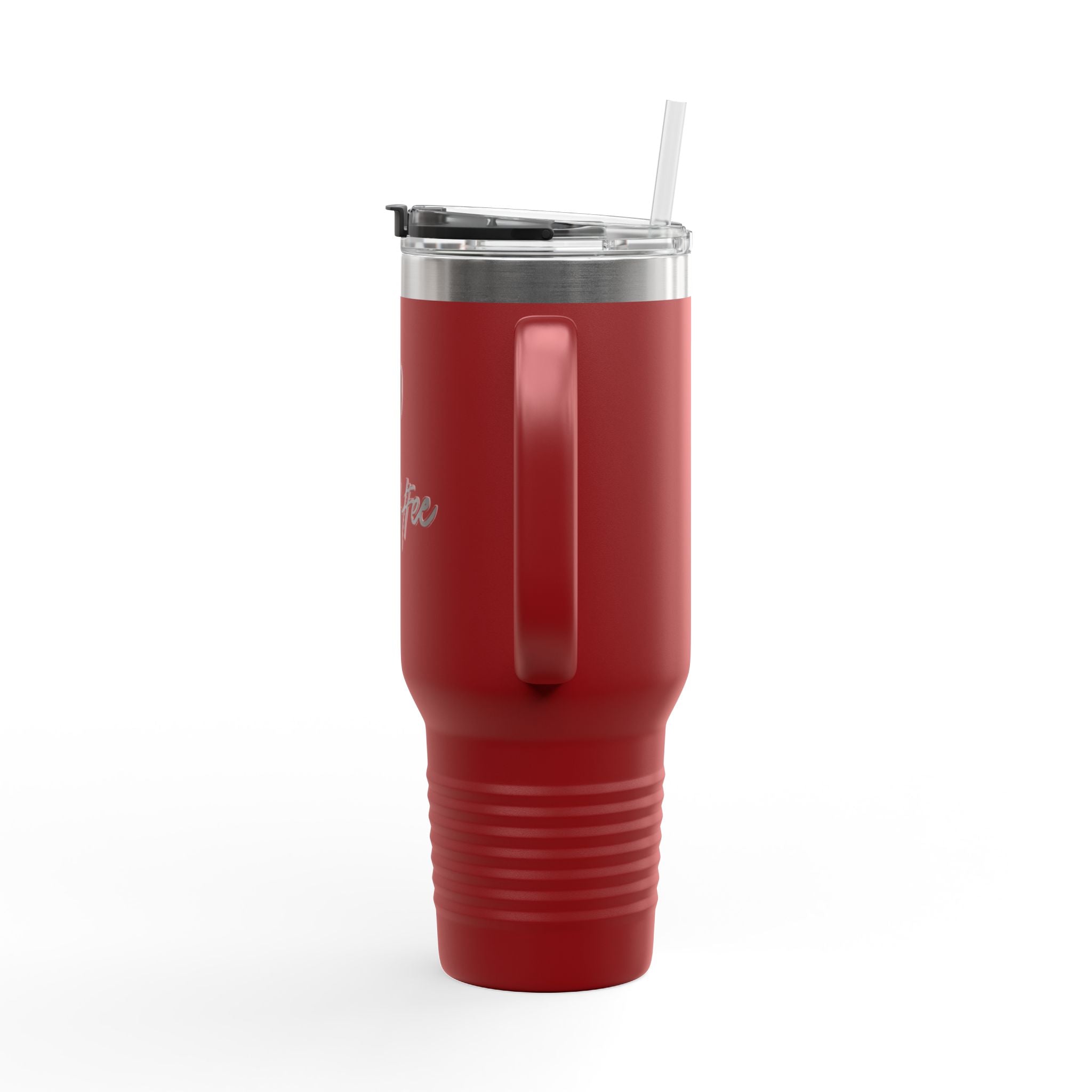 40oz Insulated Travel Mug – "XOXO – Coffee" White Stainless Tumbler with Straw & Handle