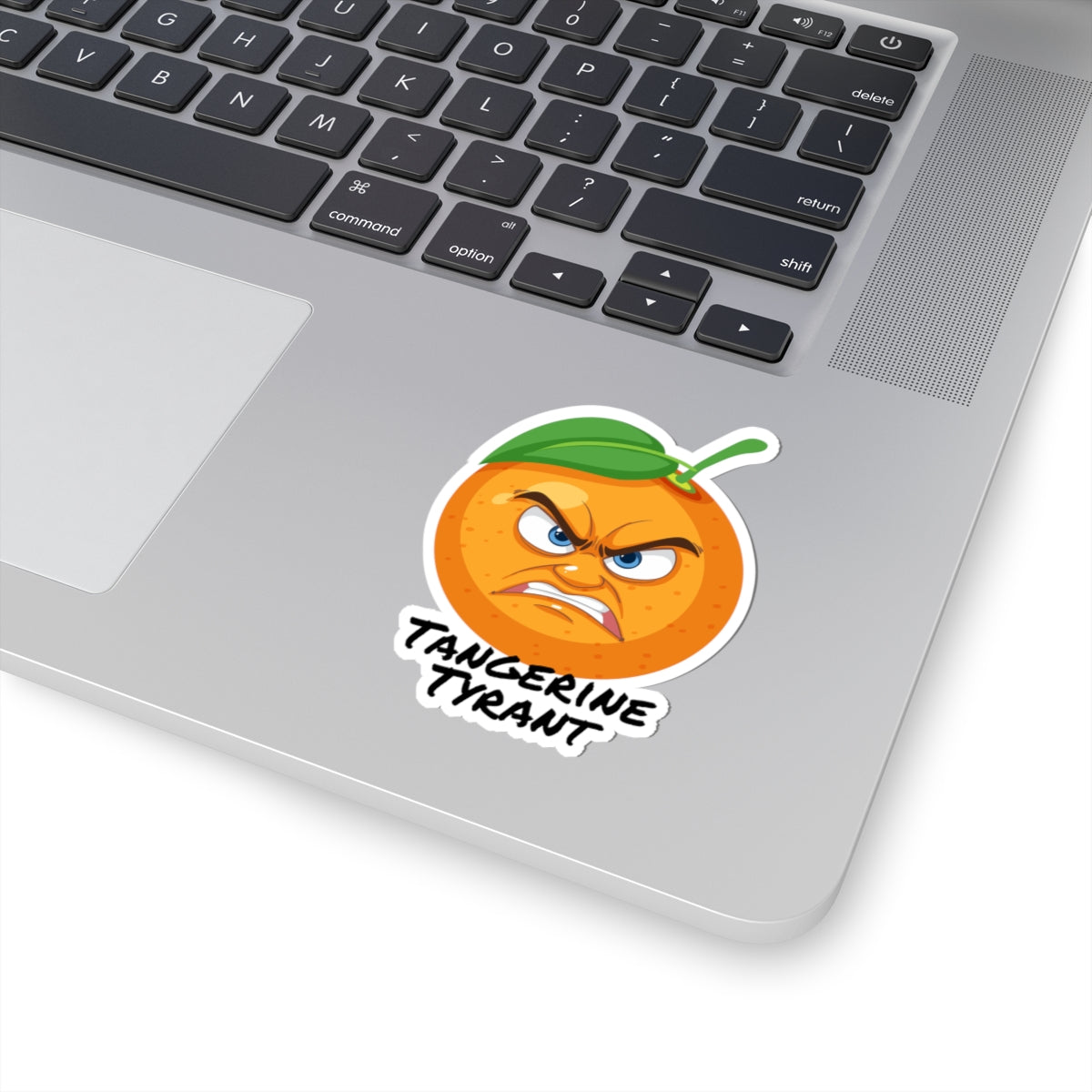 Tangerine Tyrant Kiss-Cut Sticker — Angry Orange Character Decal