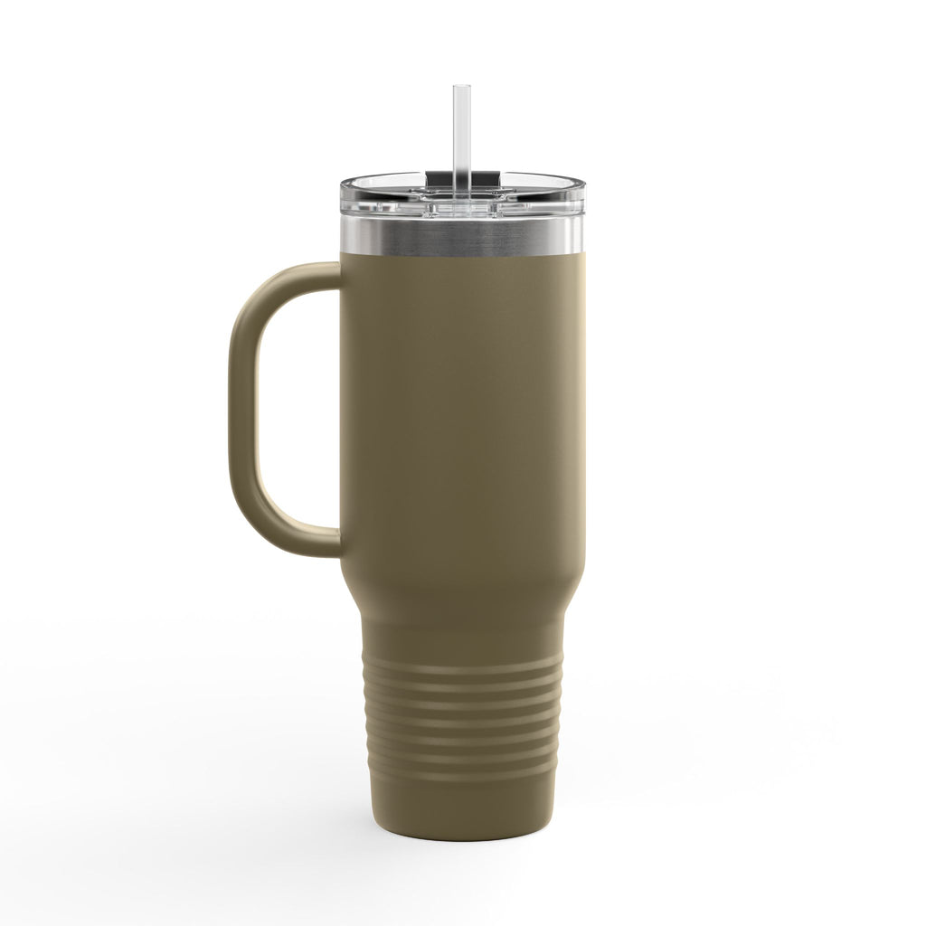 40oz Insulated Travel Mug – "XOXO – Coffee" White Stainless Tumbler with Straw & Handle