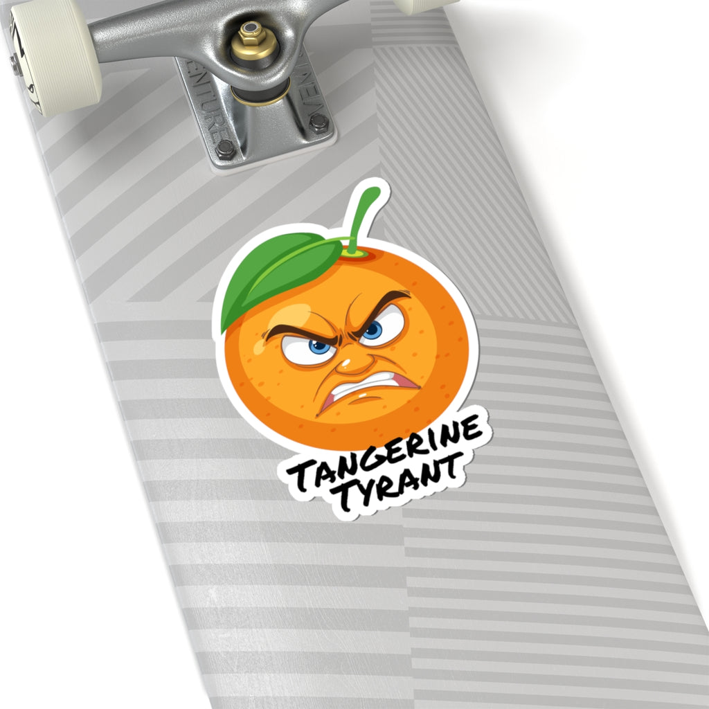 Tangerine Tyrant Kiss-Cut Sticker — Angry Orange Character Decal