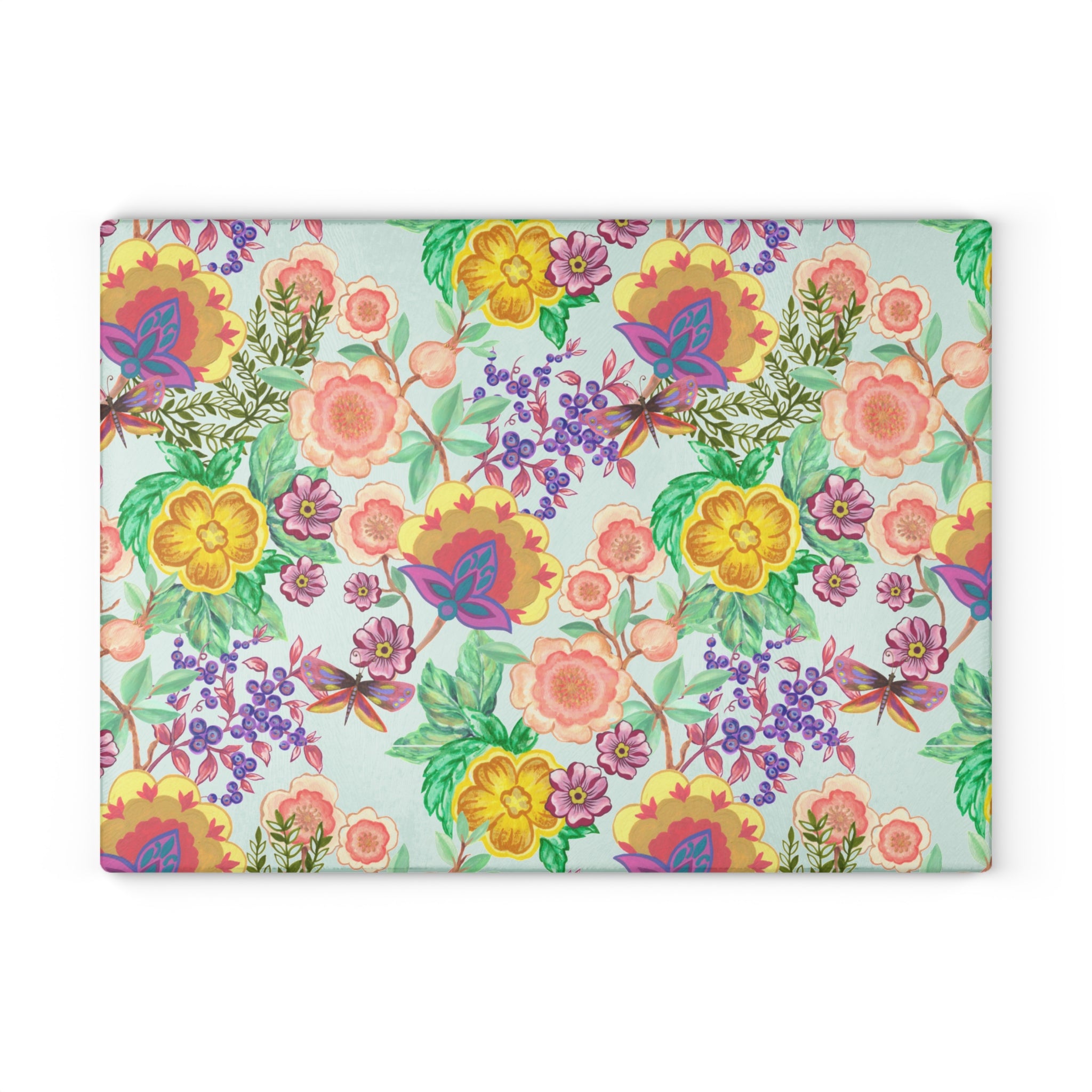 Glass Cutting Board — Colorful Floral Pattern Kitchen Cutting Board