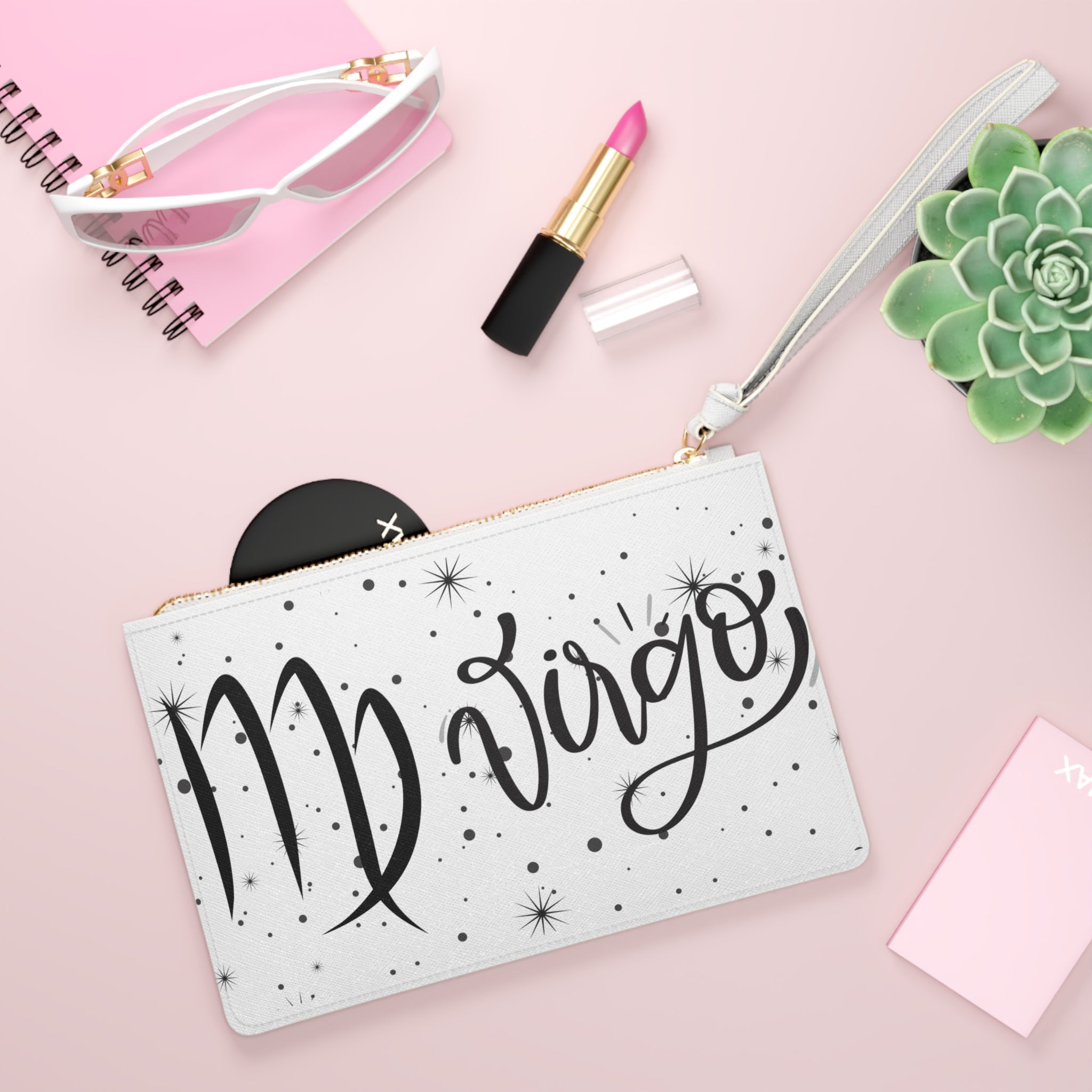 Virgo Zodiac Clutch Bag — Astrological Wristlet with Starry Script