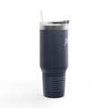 40oz Insulated Travel Mug — Black "XOXO Coffee" Tumbler with Straw & Handle - White Lettering