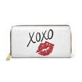 XOXO Kiss Zipper Wallet — Romantic Lip Print Leather Wallet