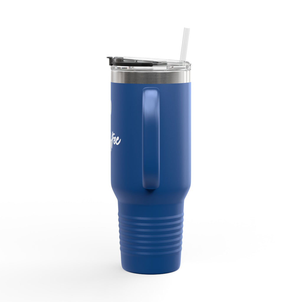 40oz Insulated Travel Mug — Black "XOXO Coffee" Tumbler with Straw & Handle - White Lettering