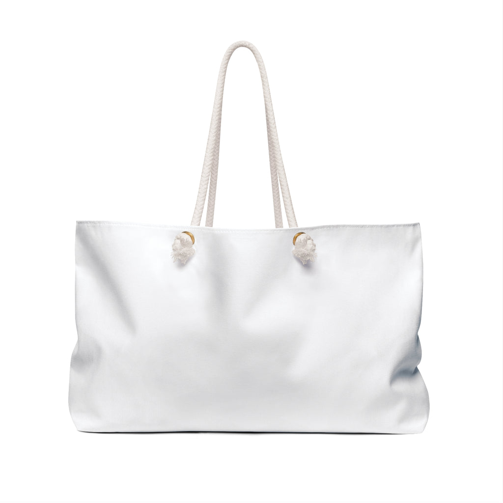 Weekender Bag - "Just Chill, Grab the Wine" Beach Tote | Casual Travel & Pool Bag for Wine Lovers - White
