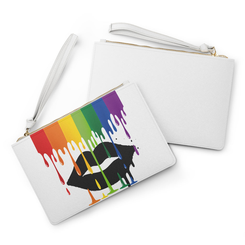 Rainbow Drip Lip Clutch Bag — Pride Makeup Wristlet