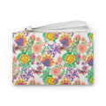 Floral Watercolor Clutch Bag — Bright Garden Pattern Wristlet for Spring & Summer